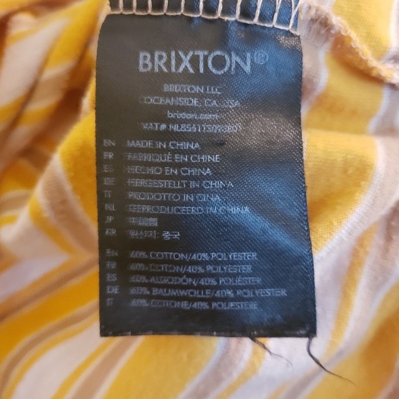 Brixton Hilt Revert Yellow Striped Tee, Sz Small T-shirt - Picture 4 of 8